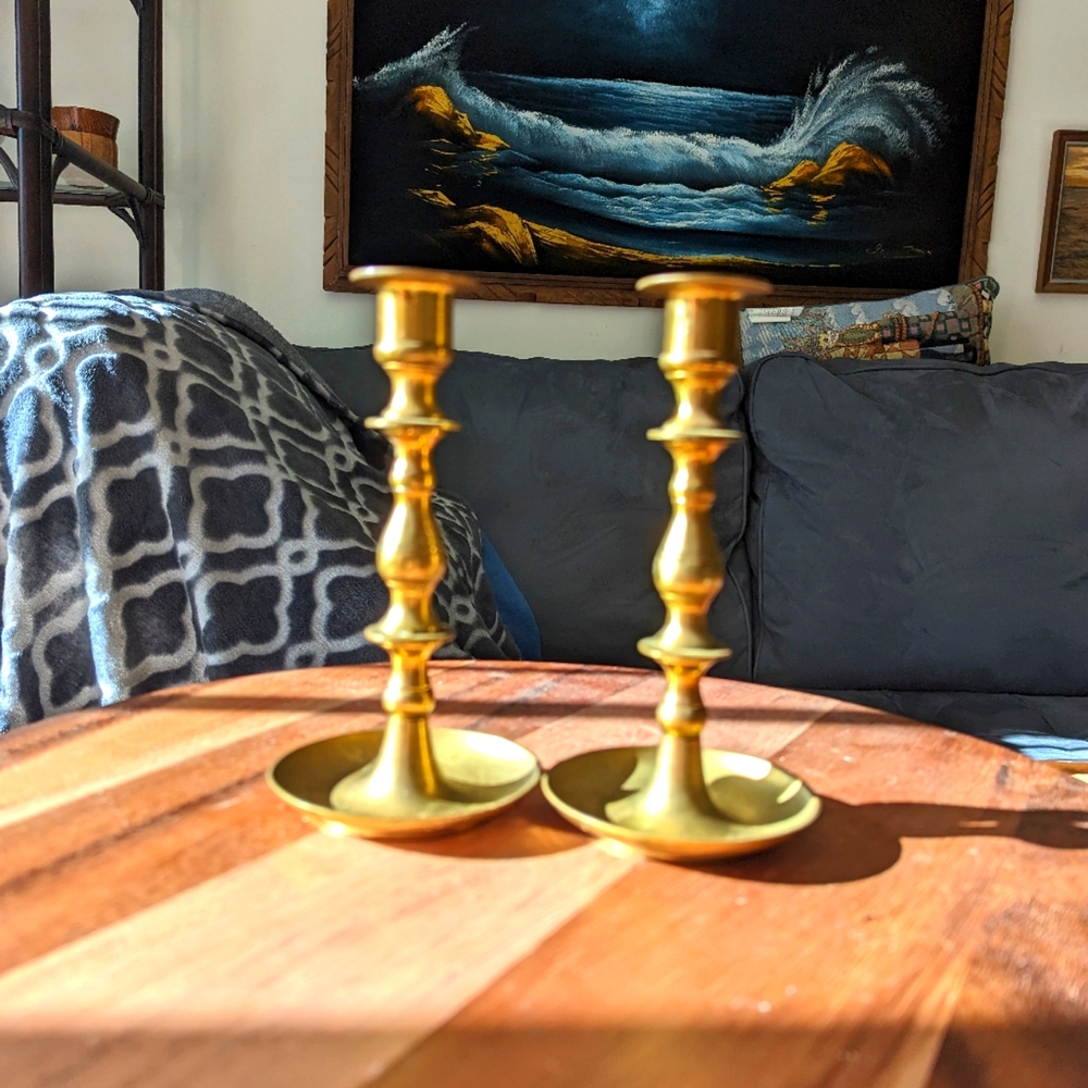 Vintage Pair of Brass Candlesticks